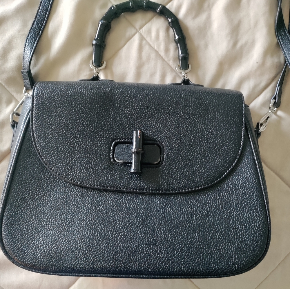Lux de Ville Black Purse with Bamboo Accents